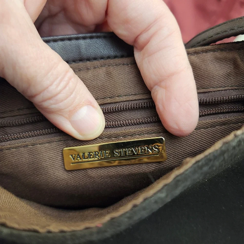 Valerie Stevens Vintage Classic Brown Suede‎ flap crossbody bag 7